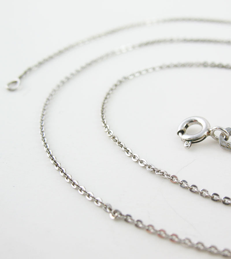 1 mm Rhodium-Plated Sterling Silver Diamond-Cut Cable Chain