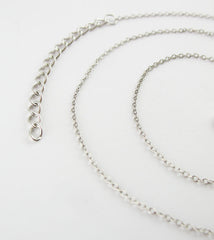 1 mm Rhodium-Plated Sterling Silver Simple Cable Chain, 16" w/ 2" Extender