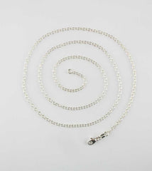 Medium Weight 2.1 mm Cable Chain Necklace Custom Length Lobster Claw Clasp, Unplated Sterling Silver, top view