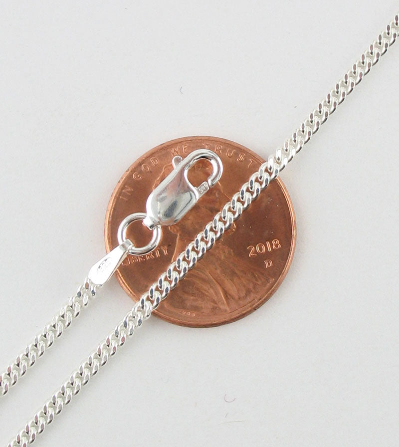 2.1 mm Unplated Sterling Silver Curb Chain