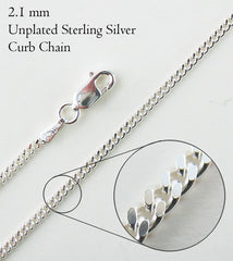 2.1 mm Unplated Sterling Silver Curb Chain