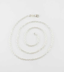 Medium Heavy Weight 2.3 mm Cable Chain Necklace Custom Length Lobster Claw Clasp, Unplated Sterling Silver