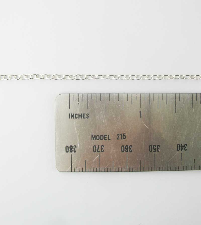 2.3 mm Simple Cable Chain, Unplated Sterling Silver