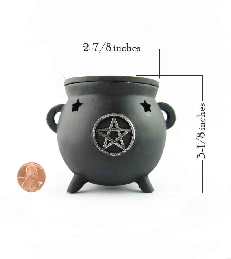 Black Ceramic Cauldron With Pentagram Incense Burner | woot & hammy