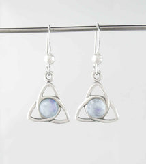 Triquetra With Rainbow Moonstone Cabochon Hook Earrings | Woot & Hammy