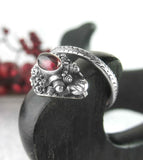 Eastern Dragon Wrap Ring With Red Garnet, Adjustable