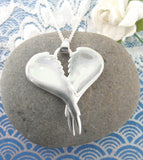 Heart-Shaped Folded Angel Wings Necklace - woot & hammy