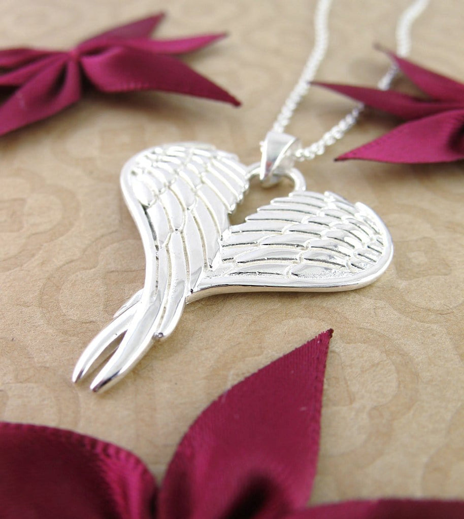 Heart-Shaped Folded Angel Wings Necklace - woot & hammy