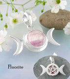 Hidden Pentacle Triple Moon Pendant With Gemstone | Woot & Hammy