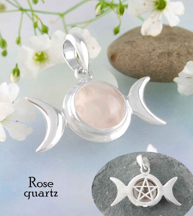 Hecate Triple Moon Necklace - Triple Goddess Crescent Moon - Witchy Jewelry  | Red Heart 13