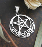 Lunar Priestess Pentacle Pendant With Upturned Celtic Crescent Moon | Woot & Hammy