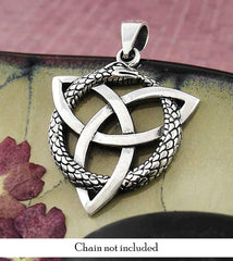 Interwoven Ouroboros and Celtic Triquetra Knot Pendant | Woot & Hammy