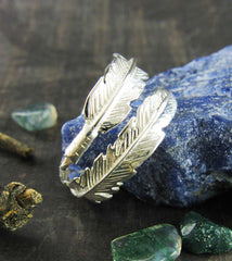 Finding a Feather Adjustable Wrap Ring Sterling Silver