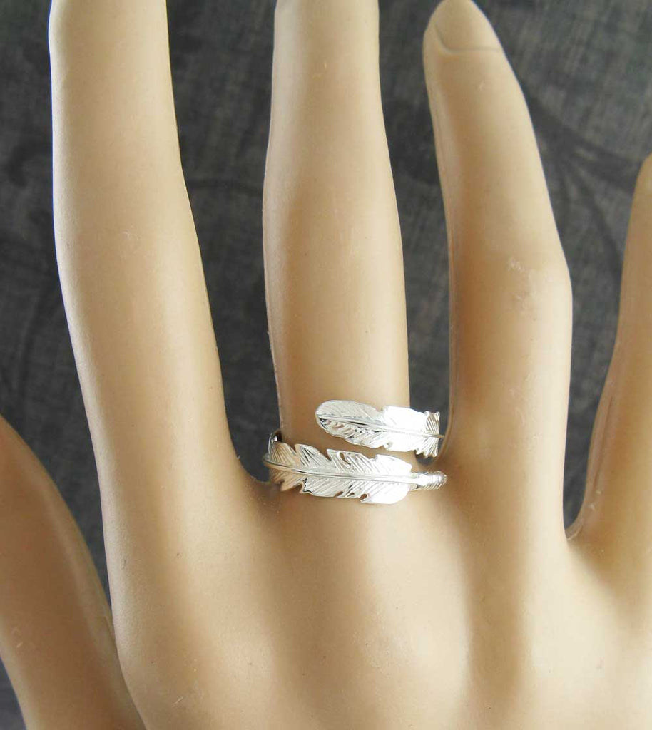 Finding a Feather Adjustable Wrap Ring Sterling Silver