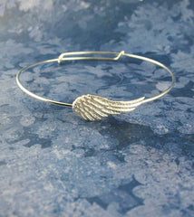 Angel Wing Wire Bangle Charm Bracelet, Protection Bracelet