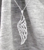 Shimmering Angel Wing Pendant with Crystals