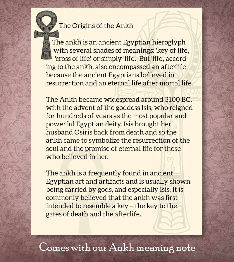 Ankh Symbol Pendant With Eye of Horus, Isis & Hieroglyphs