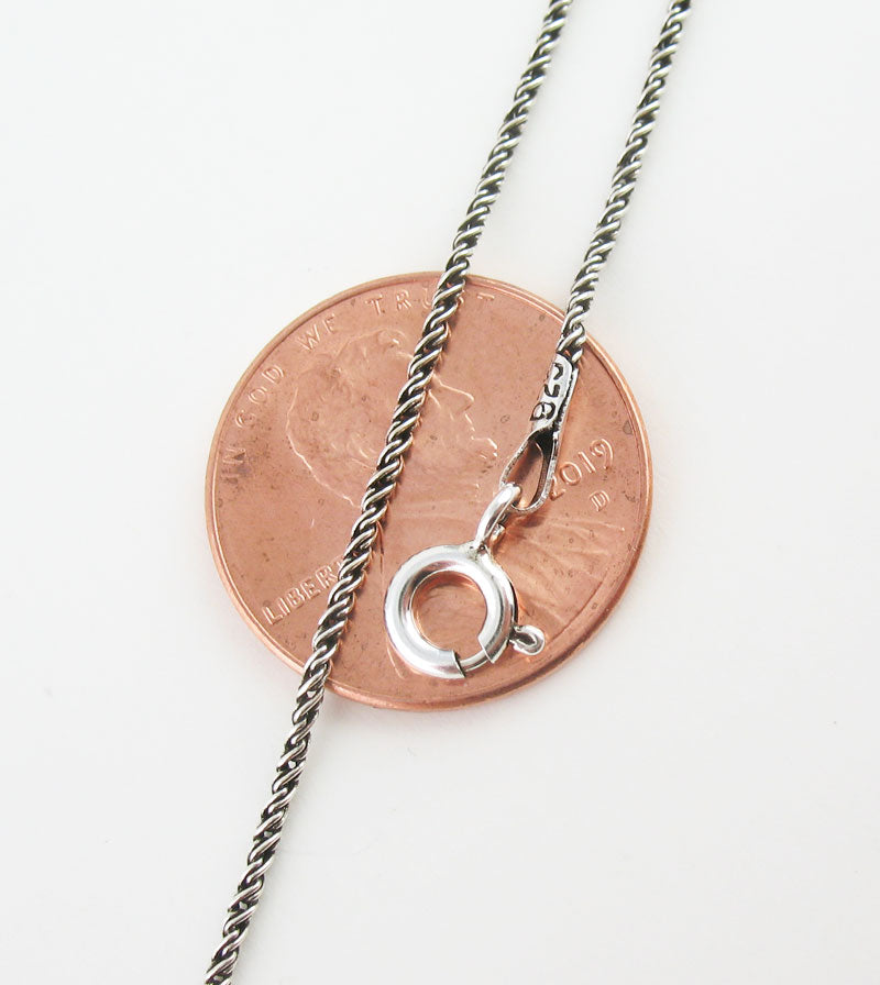 1.2 mm Antiqued Sterling Silver Rope Chain
