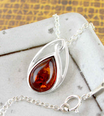 Art Nouveau Teardrop Shaped Baltic Amber Pendant | Woot & Hammy