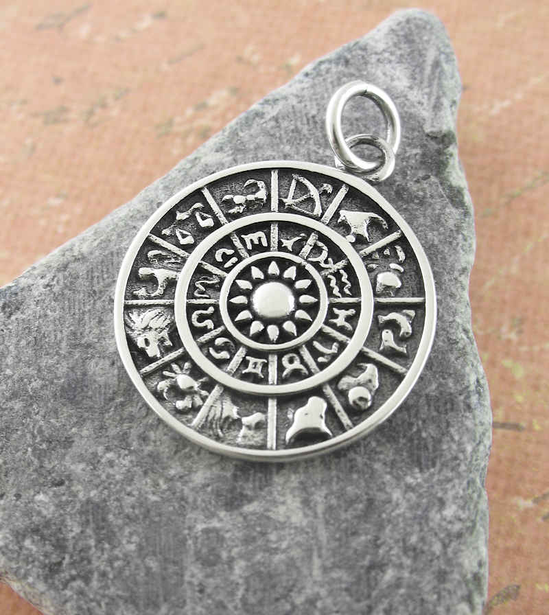 Zodiac Wheel With Astrological Signs and Symbols Pendant | Woot & Hammy