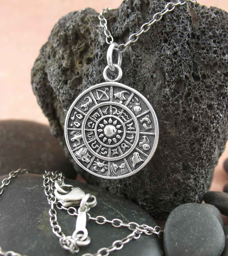 Zodiac Wheel With Astrological Signs and Symbols Pendant | Woot & Hammy