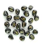 25-Piece Black Agate Elder Futhark Runes Set
