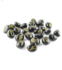 25 Piece Black Agate Elder Futhark Runes Set | woot & hammy