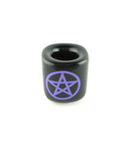 Schwarzer Keramik-Kerzenhalter mit Pentagramm