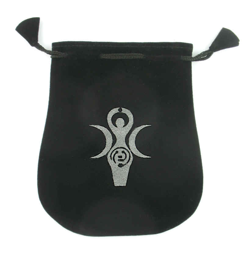 Black Velveteen Triple Moon Goddess Bag With Drawstring | woot & hammy