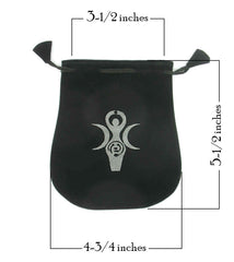 Black Velveteen Triple Moon Goddess Bag With Drawstring | woot & hammy