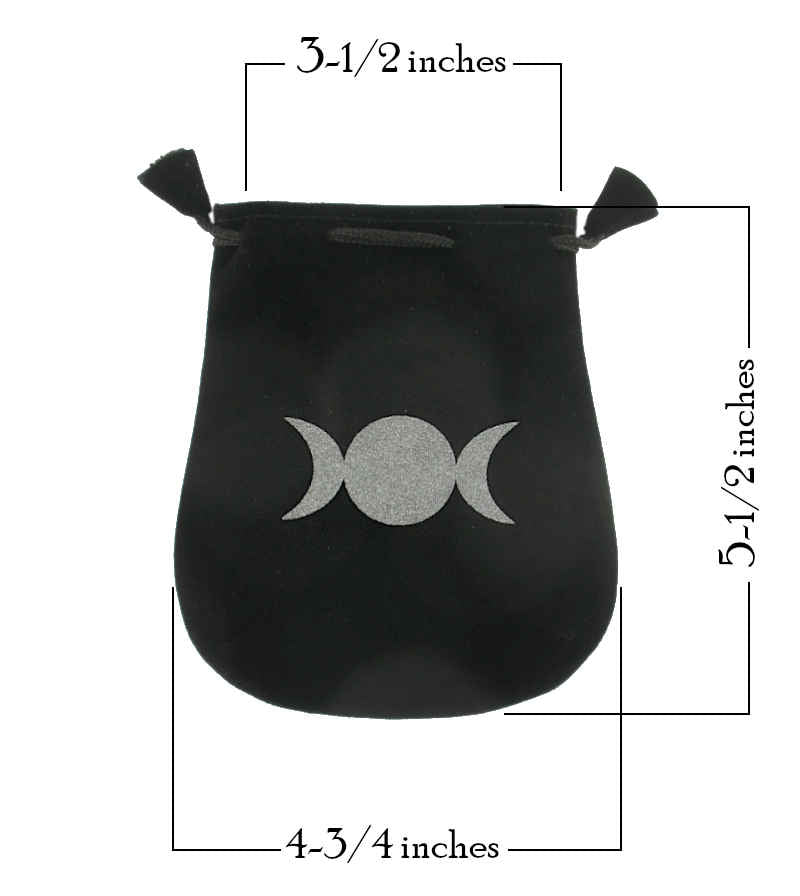 Black Velveteen Triple Moon Symbol Bag Pouch With Drawstring | woot & hammy