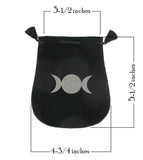 Black Velveteen Triple Moon Symbol Bag Pouch With Drawstring | woot & hammy