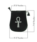 Black Velveteen Ankh Symbol Bag Pouch With Drawstring | woot & hammy