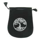Pochette de sac arbre de vie en velours noir avec cordon de serrage