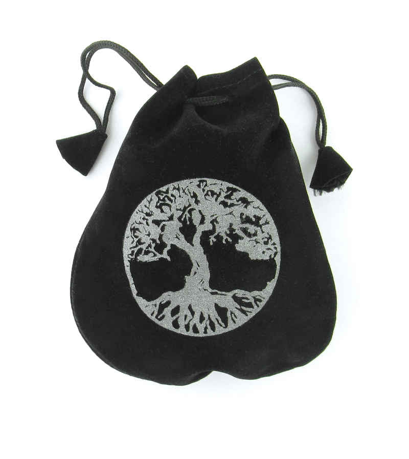 Black Velveteen Tree of Life Bag Pouch With Drawstring | woot & hammy