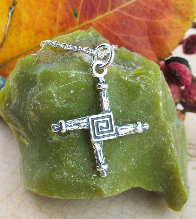 Small St. Brigid's Cross Necklace Crosog Bride Bridge Patron Saint Ireland Christian Sterling Silver