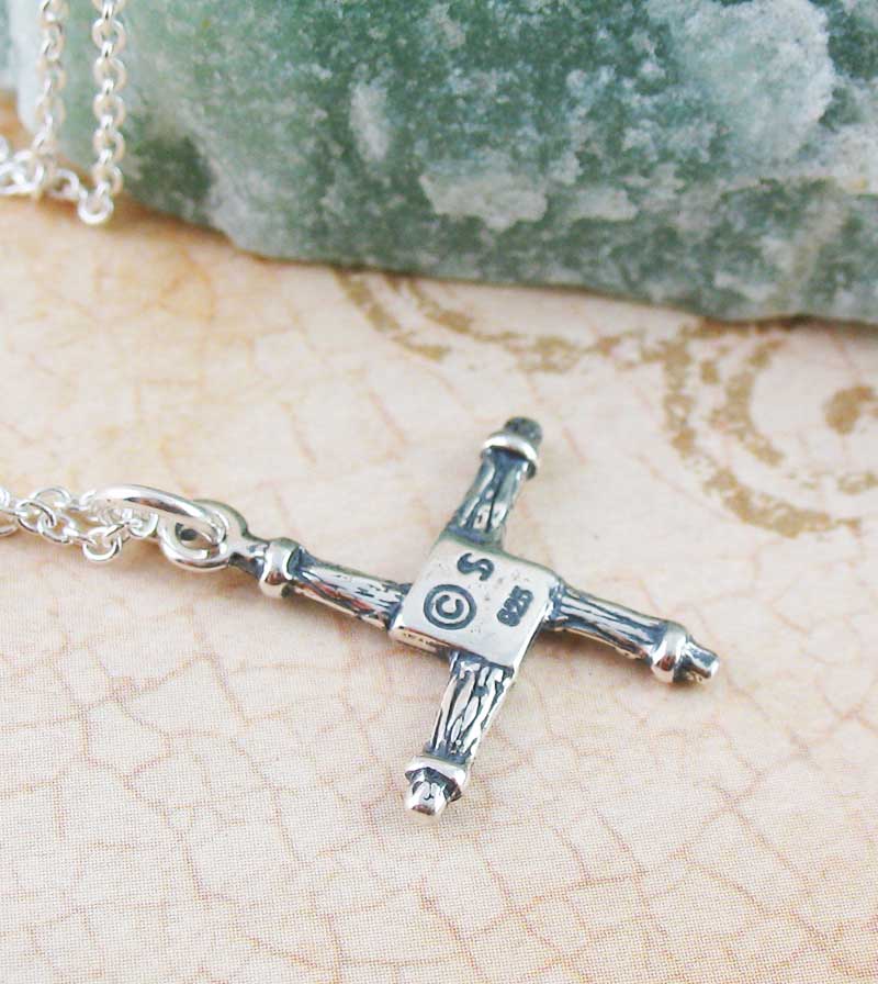 Small St. Brigid's Cross Necklace Crosog Bride Bridge Patron Saint Ireland Christian Sterling Silver