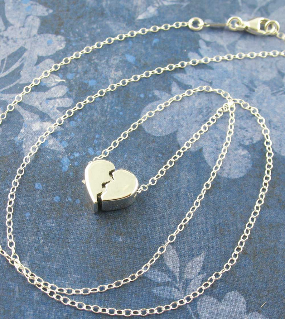 Tiny Heal a Broken Heart Pendant Necklace with Hidden Heart Boyfriend Husband Divorce Heartbreak Jewelry Breakup Gift Sterling Silver with chain
