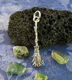 Little Witch's Broom Besom Charm Pendant Wiccan Broomstick Pagan Wicca Witchy Jewelry Goth Gothic Halloween Alternative front view