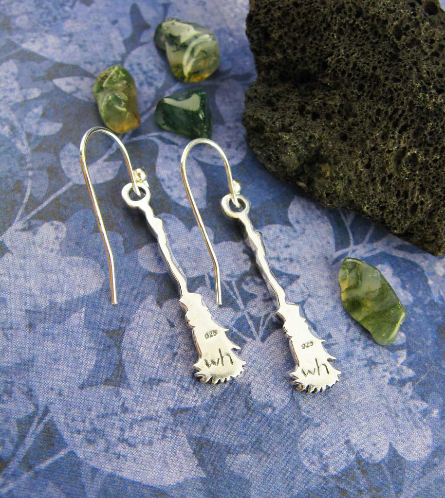 Little Witch's Broom Besom Earrings Wiccan Broomstick Pagan Wicca Witchy Jewelry Goth Gothic Halloween Alternative backside