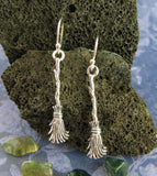 Little Witch's Broom Besom Earrings Wiccan Broomstick Pagan Wicca Witchy Jewelry Goth Gothic Halloween Alternative front view