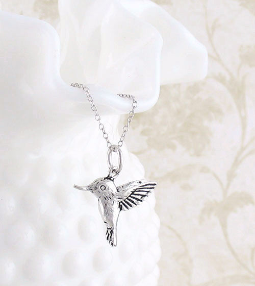 Tiny Hummingbird Necklace in Sterling Silver - woot & hammy