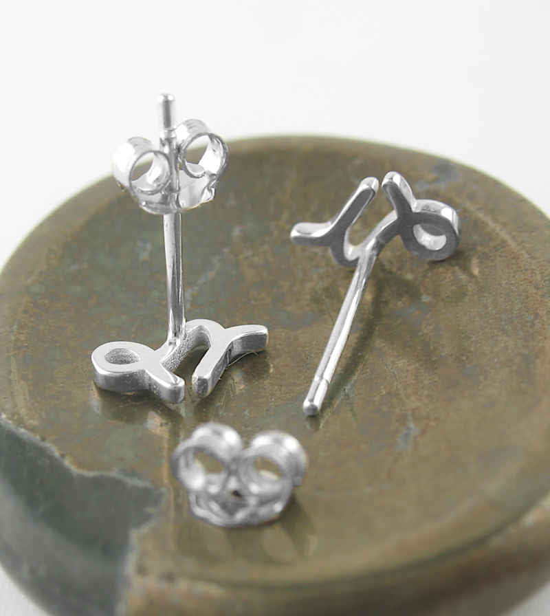 Capricorn Goat Tenth Zodiac Symbol Post Earrings | woot & hammy