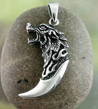 Wolf Claw Tooth Talon Pendant Howling Wolf's Head Norse Viking