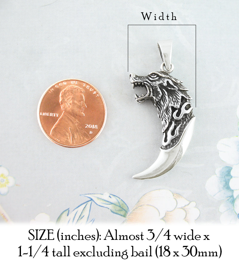 'Carved' Wolf Claw With Howling Wolf's Head Pendant | Woot & Hammy