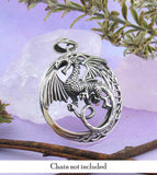 Mythical Flying Dragon Pendant With Celtic Moon