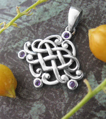 Ornate Celtic Heart With Amethyst Accents Pendant | Woot & Hammy