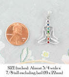 Meditating Figure With Chakras of Colored CZ Pendant | woot & hammy