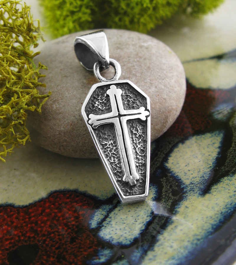 Coffin With Latin Cross Oxidized Pendant | Woot & Hammy