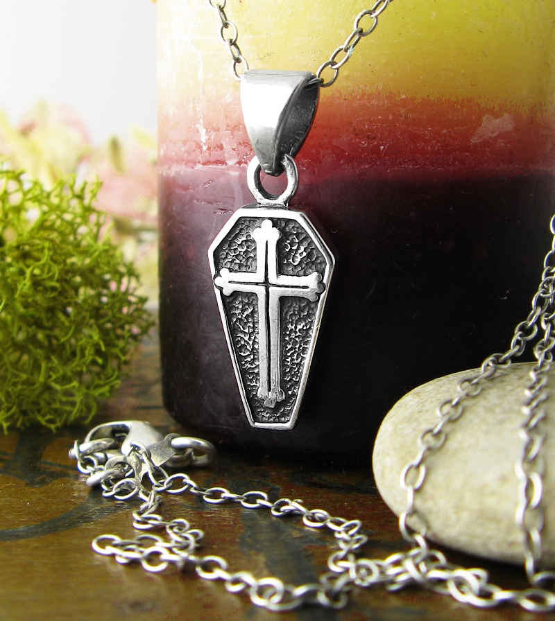 Coffin With Latin Cross Oxidized Pendant | Woot & Hammy